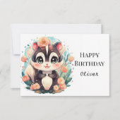 Chic Editable Skunk Birthday Karte (Vorderseite)