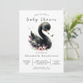 Chic Editable Swan Baby Dusche Einladung (Stehend Vorderseite)