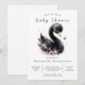 Chic Editable Swan Baby Dusche Einladung (Vorne/Hinten)