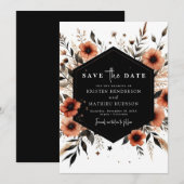 Chic Editable Terracotta Wedding Save The Date (Vorne/Hinten)