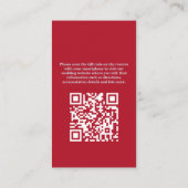 Chic Editorial Deep Red Compact QR Code Wedding Begleitkarte (Rückseite)