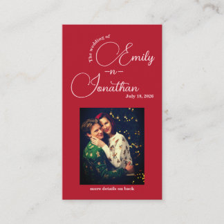 Chic Editorial Deep Red Compact QR Code Wedding Begleitkarte