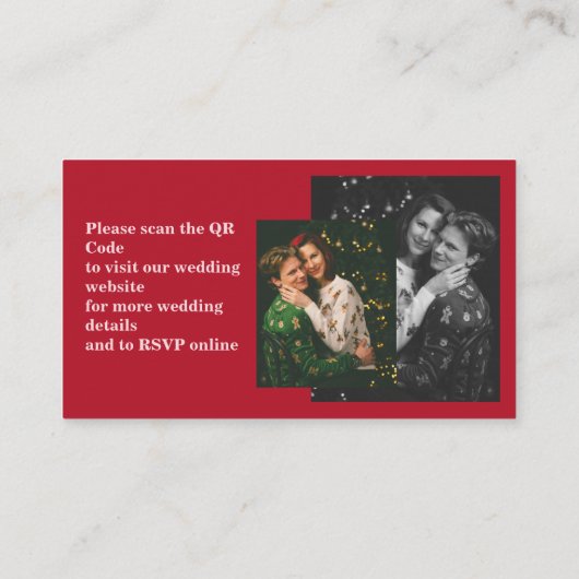 Chic Editorial Deep Red Compact Size Wedding Begleitkarte (Rückseite)