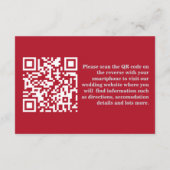 Chic Editorial Deep Red One Photo QR Code Wedding Begleitkarte (Rückseite)