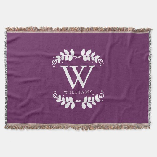Chic Eggplant Lila Monogram Decke (Vorderseite)