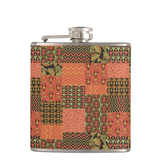 Chic Egyptian Tribal Imitate Patchwork Hip Flask Flachmann (Vorderseite)