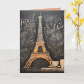 Chic Eiffel Tower Café Kaffee Paris Geburtstag Karte (Gelbe Blume)