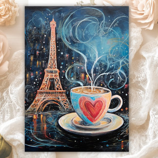 Chic Eiffel Tower Café Kaffee Paris Geburtstag Karte