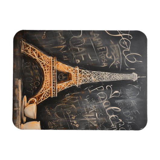 Chic Eiffel Tower Cafe Kaffeekarte Paris Magnet (Horizontal)