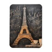 Chic Eiffel Tower Cafe Kaffeekarte Paris Magnet (Vertikal)