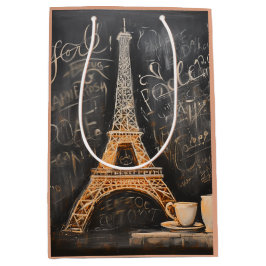 Chic Eiffel Tower Cafe Kaffeekarte Paris Mittlere Geschenktüte