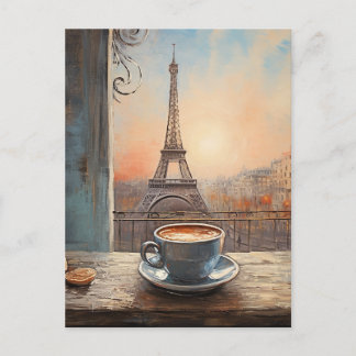Chic Eiffel Tower Cafe Kaffeekarte Paris Postkarte