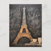 Chic Eiffel Tower Cafe Kaffeekarte Paris Postkarte (Vorderseite)