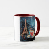 Chic Eiffel Tower Cafe Kaffeekarte Paris Tasse (VorderseiteRechts)