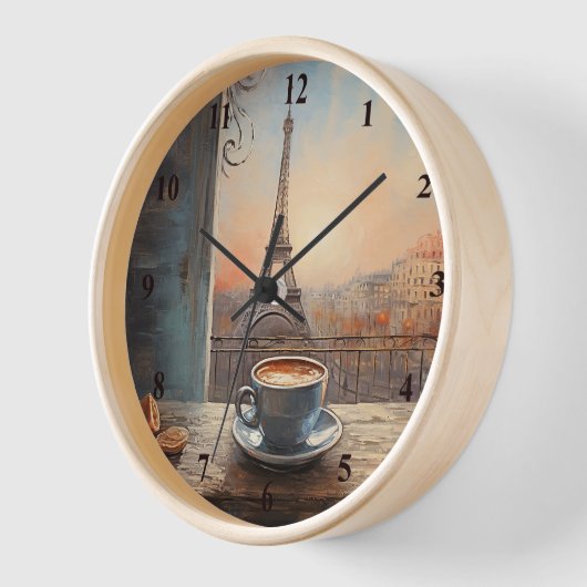 Chic Eiffel Tower Cafe Kaffeekarte Paris Uhr (Winkel)