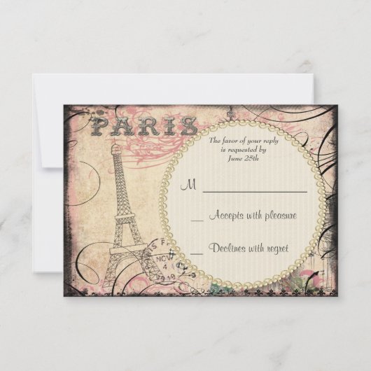 Chic Eiffel Tower & Chandelier UAWG RSVP Karte (Rückseite)