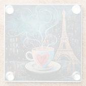 Chic Eiffel Tower Heart Café Café Kaffee Chalk Par Glasuntersetzer (Rückseite)
