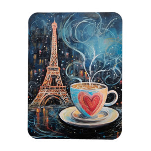 Chic Eiffel Tower Heart Café Café Kaffee Chalk Par Magnet