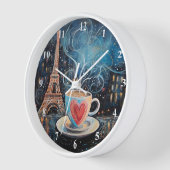 Chic Eiffel Tower Heart Café Café Kaffee Chalk Par Uhr (Winkel)