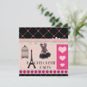 Chic Eiffel Tower Pink Paris Junggeselinnen-Abschi Einladung (Stehend Vorderseite)