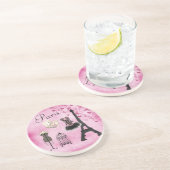 Chic Eiffel Tower Pink Paris Mode Getränkeuntersetzer (Seite)