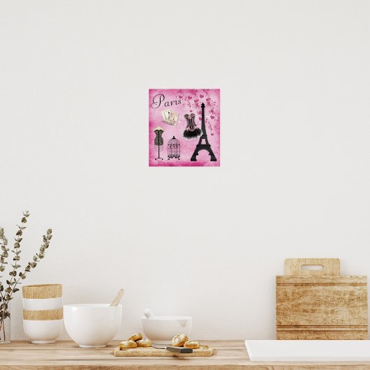 Chic Eiffel Tower Pink Paris Mode Poster (Küche)