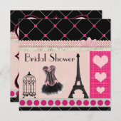 Chic-Eiffel-Turm-Rosa-Paris-Brautparty Einladung (Vorne/Hinten)