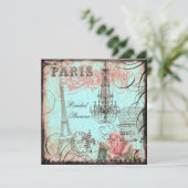 Chic-Eiffel-Turm u. Leuchter-Brautparty Einladung (Stehend Vorderseite)