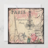 Chic-Eiffel-Turm u. Leuchter-Verlobungs-Party Einladung (Vorderseite)