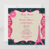 Chic Eiffelturm Babydusche Einladung (Rückseite)