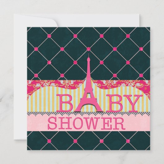 Chic Eiffelturm Babydusche Einladung (Vorderseite)