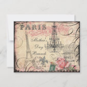 Chic Eiffelturm & Chandelier Mother-Day Brunch Einladung (Vorderseite)