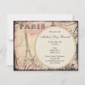 Chic Eiffelturm & Chandelier Mother-Day Brunch Einladung (Rückseite)