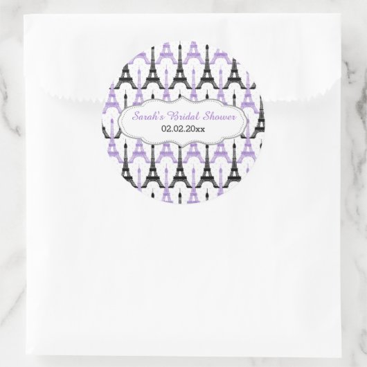 Chic Eiffelturm Lila Personalisierte Aufkleber (Tasche)