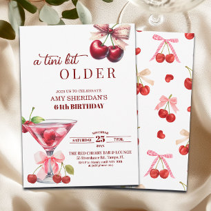Chic ein bisschen älter Cherry Martini 64. Geburts Einladung