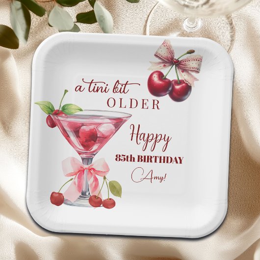 Chic ein bisschen älter Cherry Martini 85. Geburts Pappteller