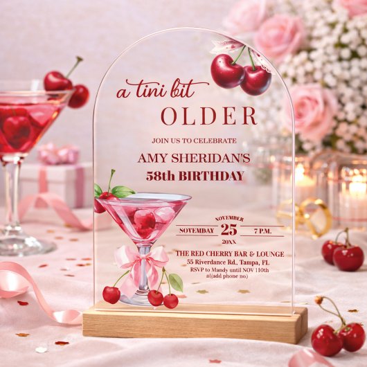 Chic Ein Tini Bisschen Älter Cherry Martini 58. Ge Acryleinladungen