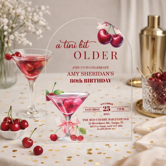 Chic Ein Tini-Bisschen Älter Cherry Martini 80. Ge Acryleinladungen