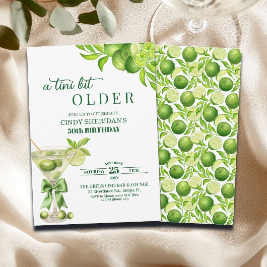 Chic Ein Tini-Bisschen Älterer Lime Martini 50. Ge Einladung