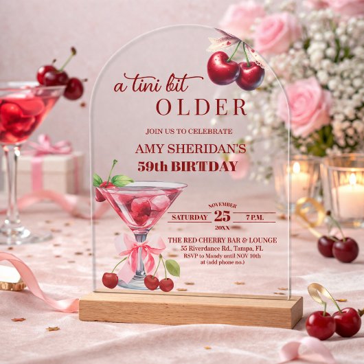 Chic Ein Tini Bit Älter Cherry Martini 59. Geburts Acryleinladungen