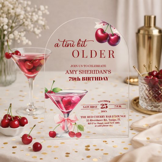 Chic Ein Tini-Bit älterer Cherry Martini 79. Gebur Acryleinladungen