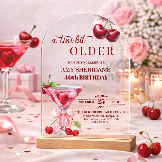 Chic Ein Tini-Bit älterer Kirsch-Martini 46. Gebur Acryleinladungen