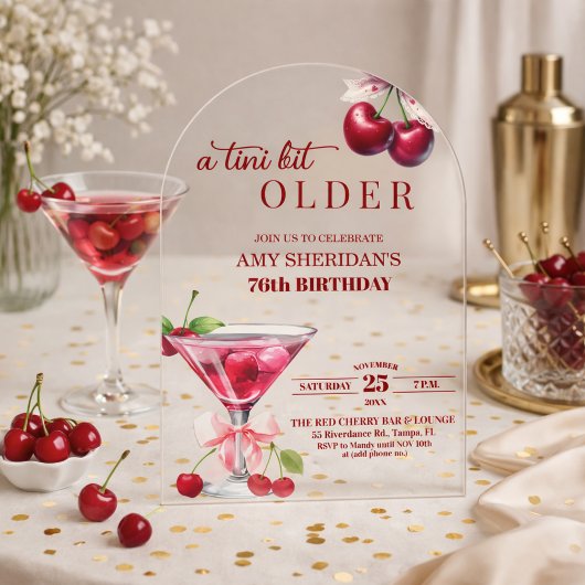 Chic Ein Tini Bit Älterer Kirsch Martini 76. Gebur Acryleinladungen