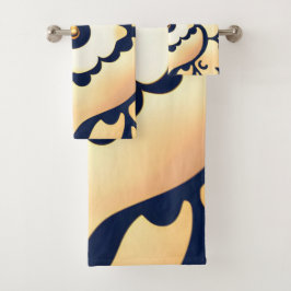 Chic, einfach, modern, Trending, Tan und Navy Blue Badhandtuch Set