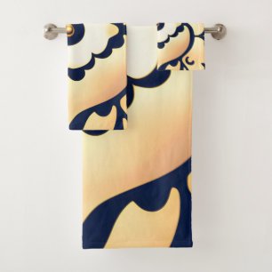 Chic, einfach, modern, Trending, Tan und Navy Blue Badhandtuch Set