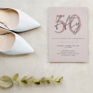 Chic Einfache Minimalistische Rose Pink 50. Geburt Einladung