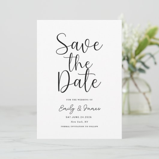 Chic einzigartig Modernes Elegantes minimalistisch Save The Date (Stehend Vorderseite)