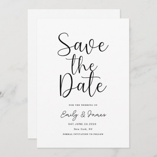 Chic einzigartig Modernes Elegantes minimalistisch Save The Date (Vorne/Hinten)