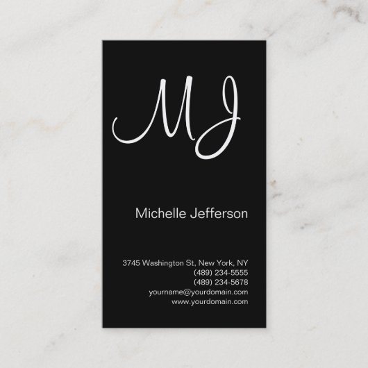 Chic Einzigartige Monogram Black & White Business Visitenkarte (Vorderseite)
