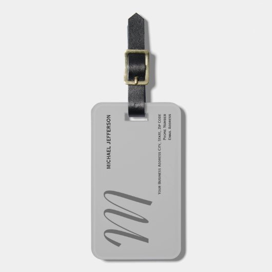 Chic Einzigartiges Monogramm Schlichter Minimalist Gepäckanhänger (Vorderseite vertikal)